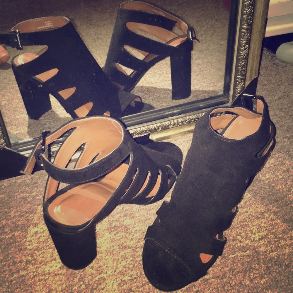 Black block heels size 6